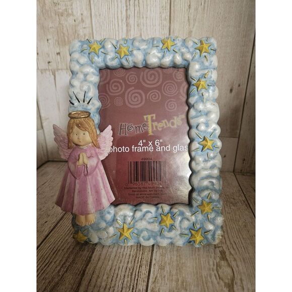 4x6" HOME TRENDS DECORATED ANGEL CERAMIC PHOTO FRAME - Picture 1 of 4
